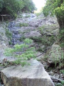 北の谷川の奥にあった滝　水量は少ないが、高かった。
